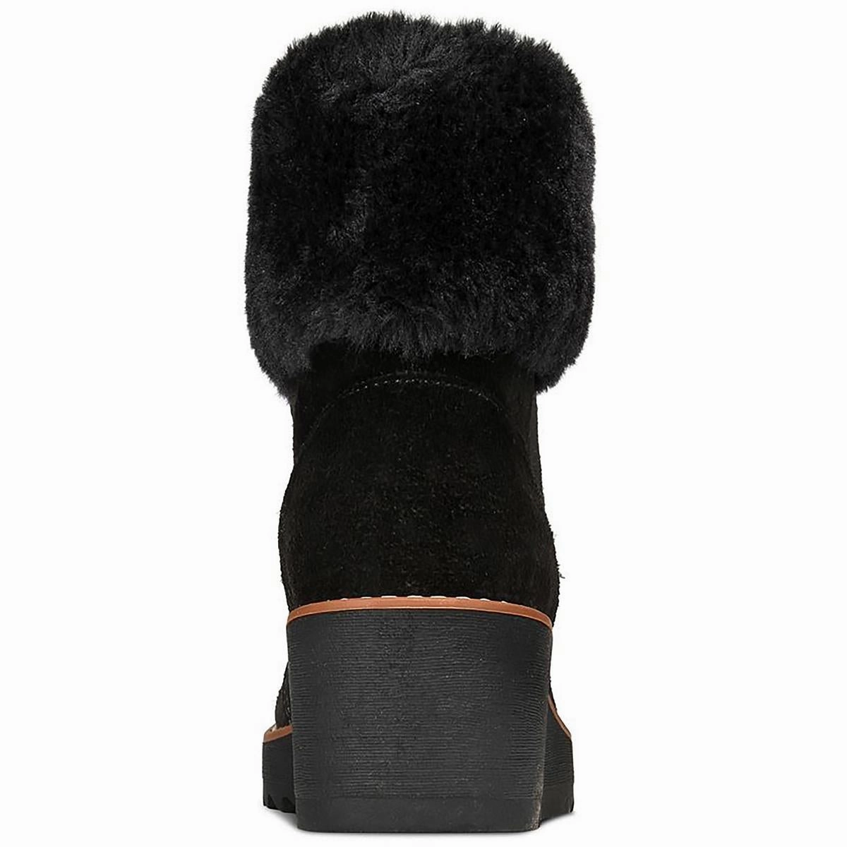 Iggyy Womens Lace-Up Faux Fur Wedge Boots