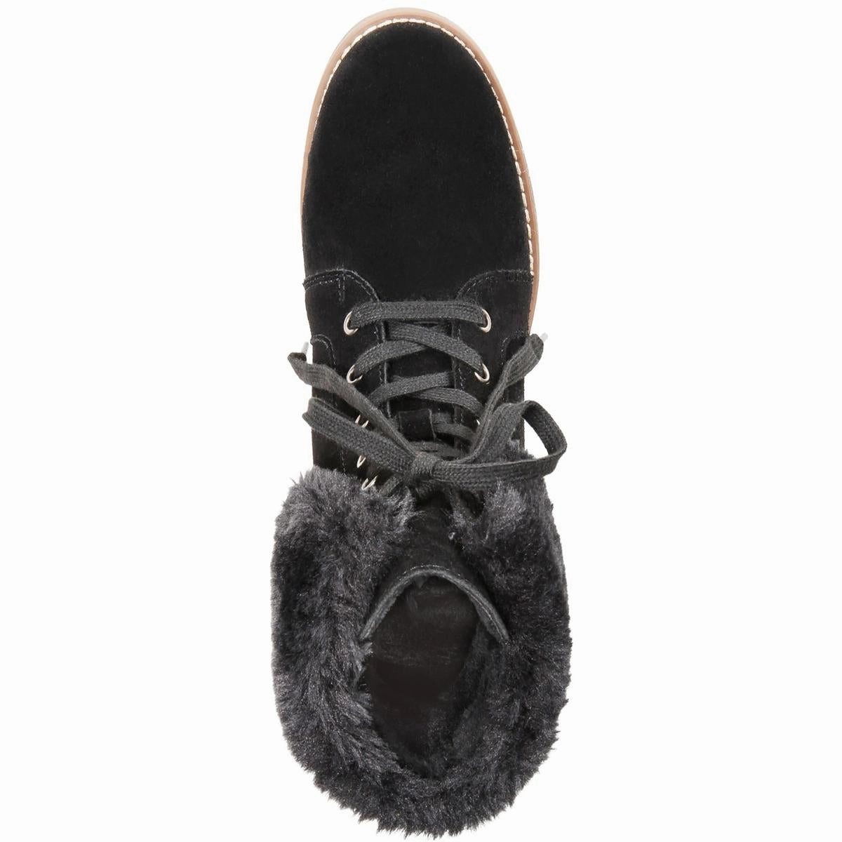 Iggyy Womens Lace-Up Faux Fur Wedge Boots