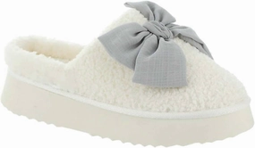Imani Bow Slippers In Light Blue Cozy Womens Slippers discount