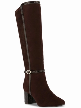 ISALEE Womens Faux Suede Almond Toe Mid-Calf Boots Affordable Womens Boots online