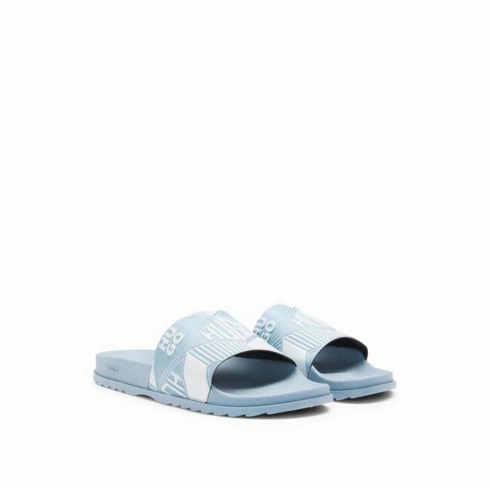 Italian-made slides with mixed logos Discount Mens Beach Sandals