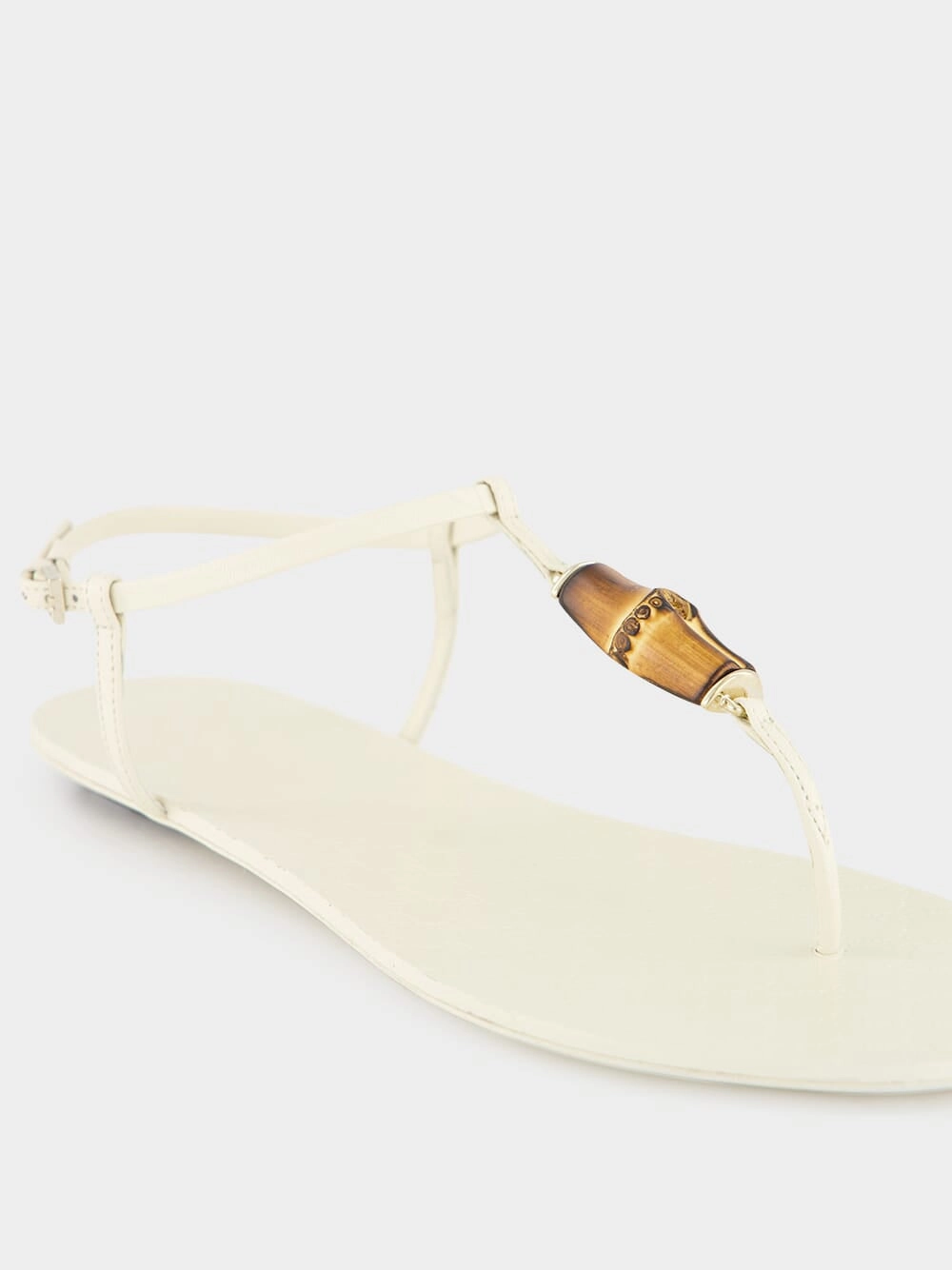 Ivory Thong Malaga Kid Leather Sandals