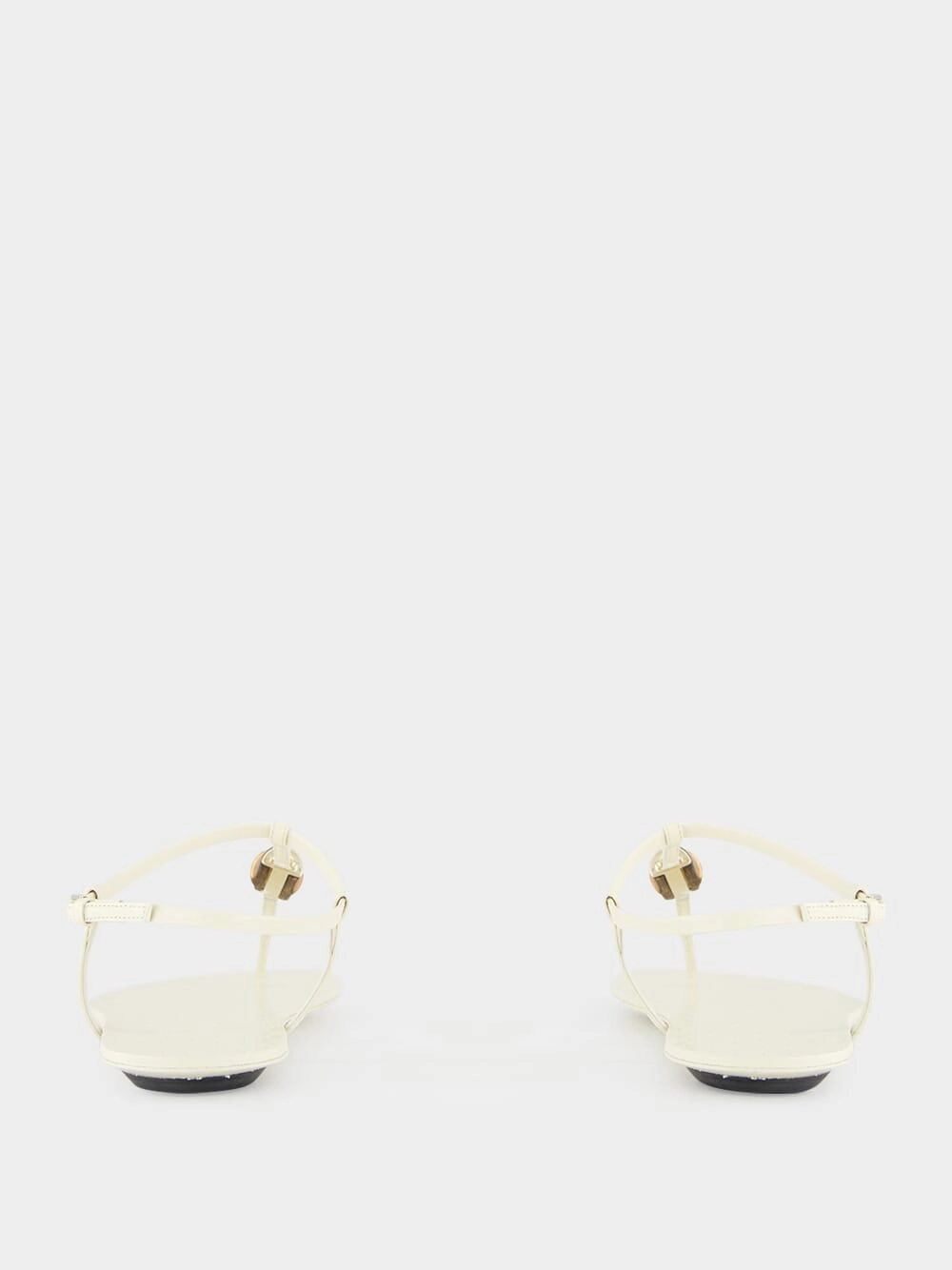 Ivory Thong Malaga Kid Leather Sandals