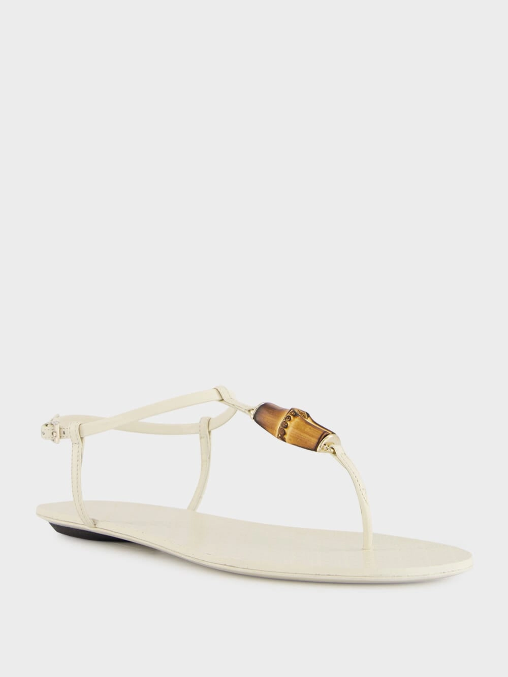 Ivory Thong Malaga Kid Leather Sandals
