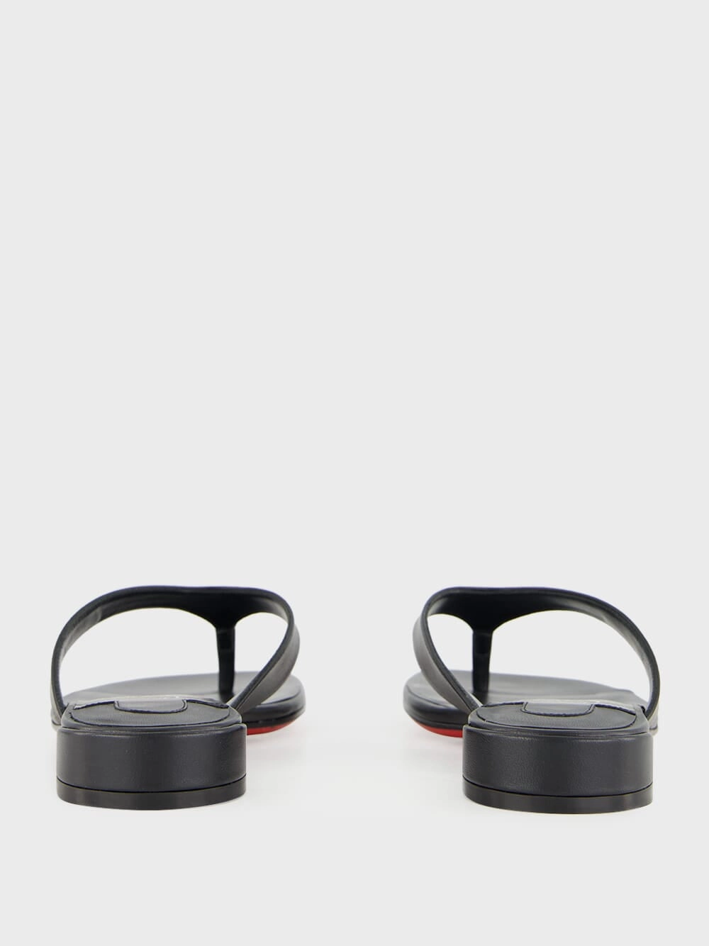 Janetonga Black Lamb Nappa Leather Thong Sandals
