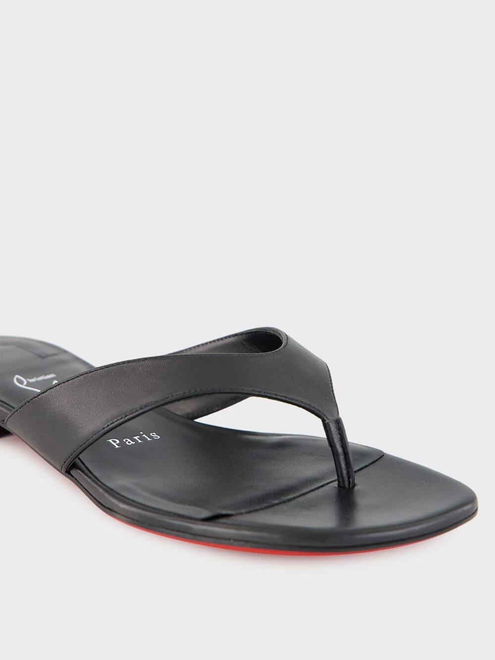 Janetonga Black Lamb Nappa Leather Thong Sandals