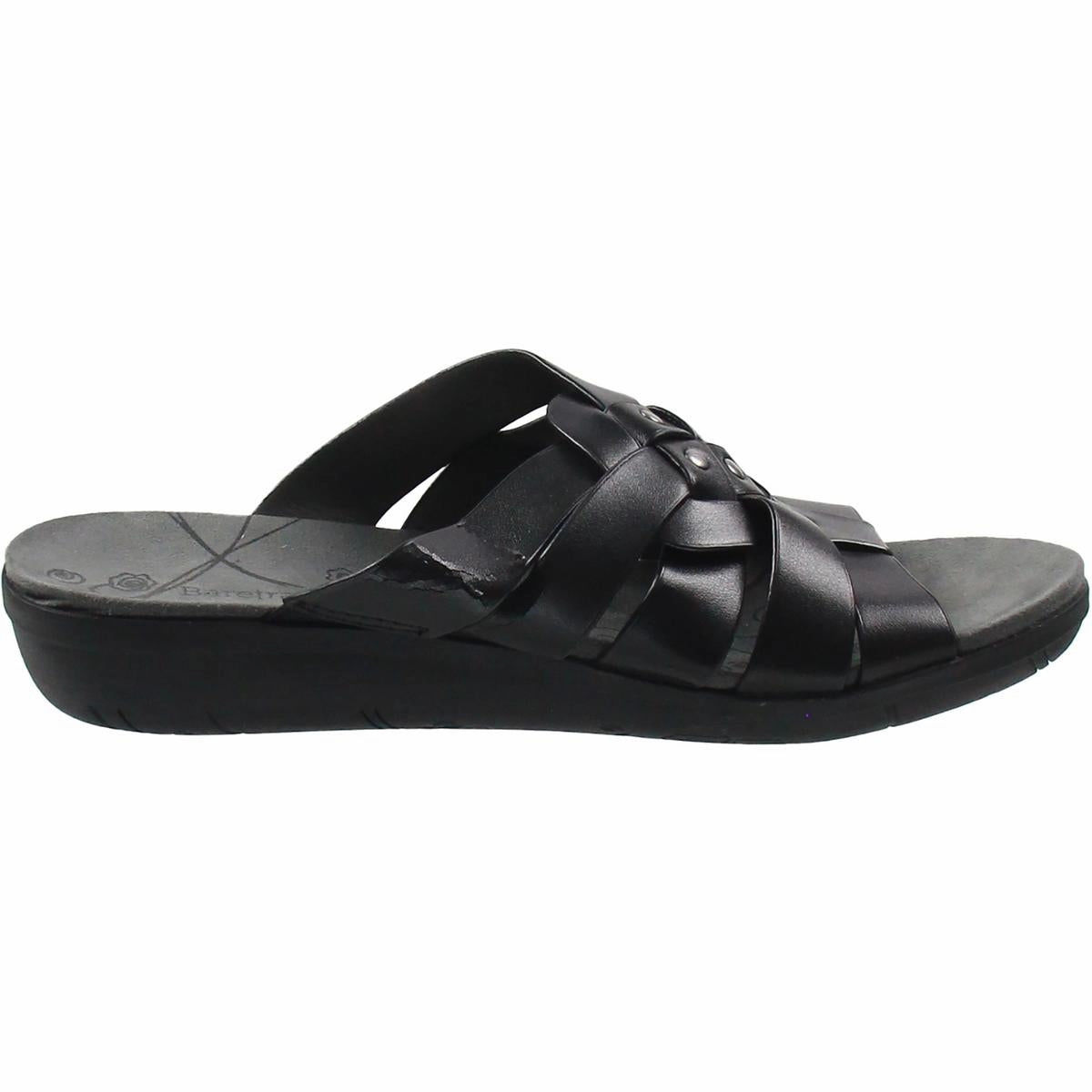 Jaydin Womens Woven Faux Leather Slide Sandals