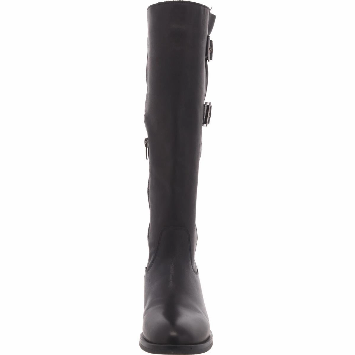Jaymes Womens Leather Block Heel Knee-High Boots