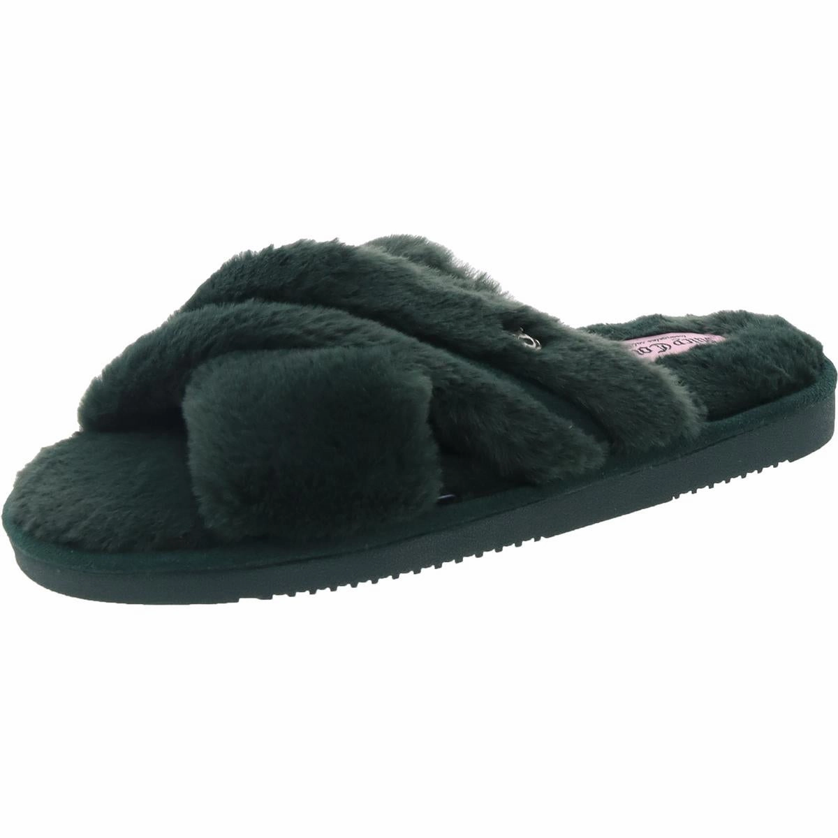 JCJOVIE Womens Criss-Cross Faux Fur Slide Slippers