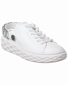 Jimmy Choo Diamond Maxi/Crystal Leather Sneaker Trendy Womens Sneakers for sale