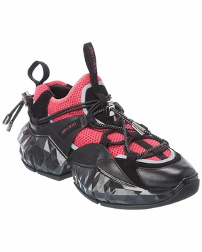 Jimmy Choo Diamond Trail/F Leather & Mesh Sneaker Trendy Sneakers for Women
