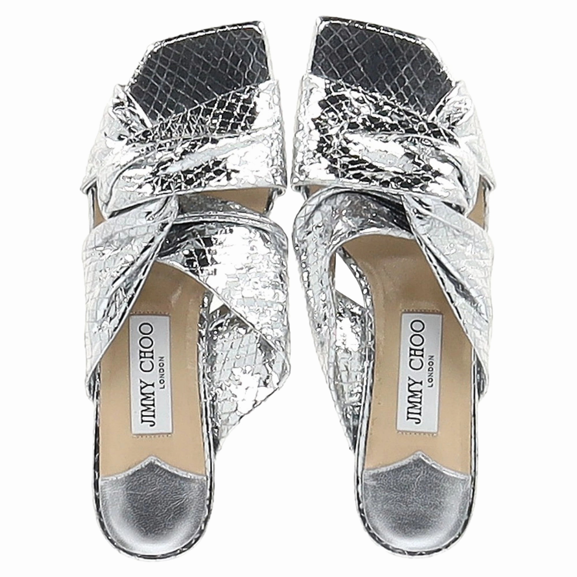 Jimmy Choo Narisa Candy Wrap Flats in Silver Leather