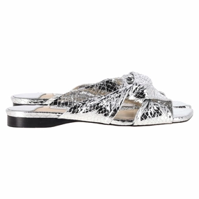 Jimmy Choo Narisa Candy Wrap Flats in Silver Leather Womens Outdoor Sandals on offer