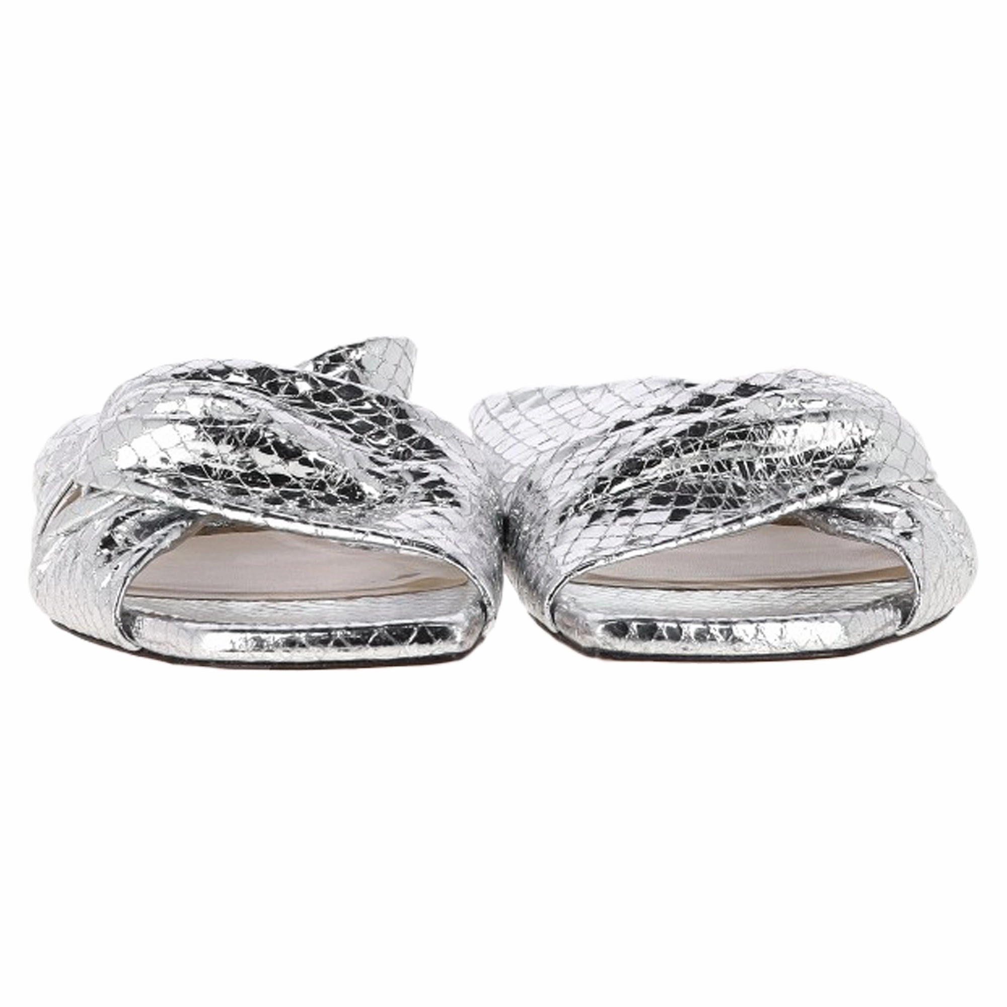 Jimmy Choo Narisa Candy Wrap Flats in Silver Leather