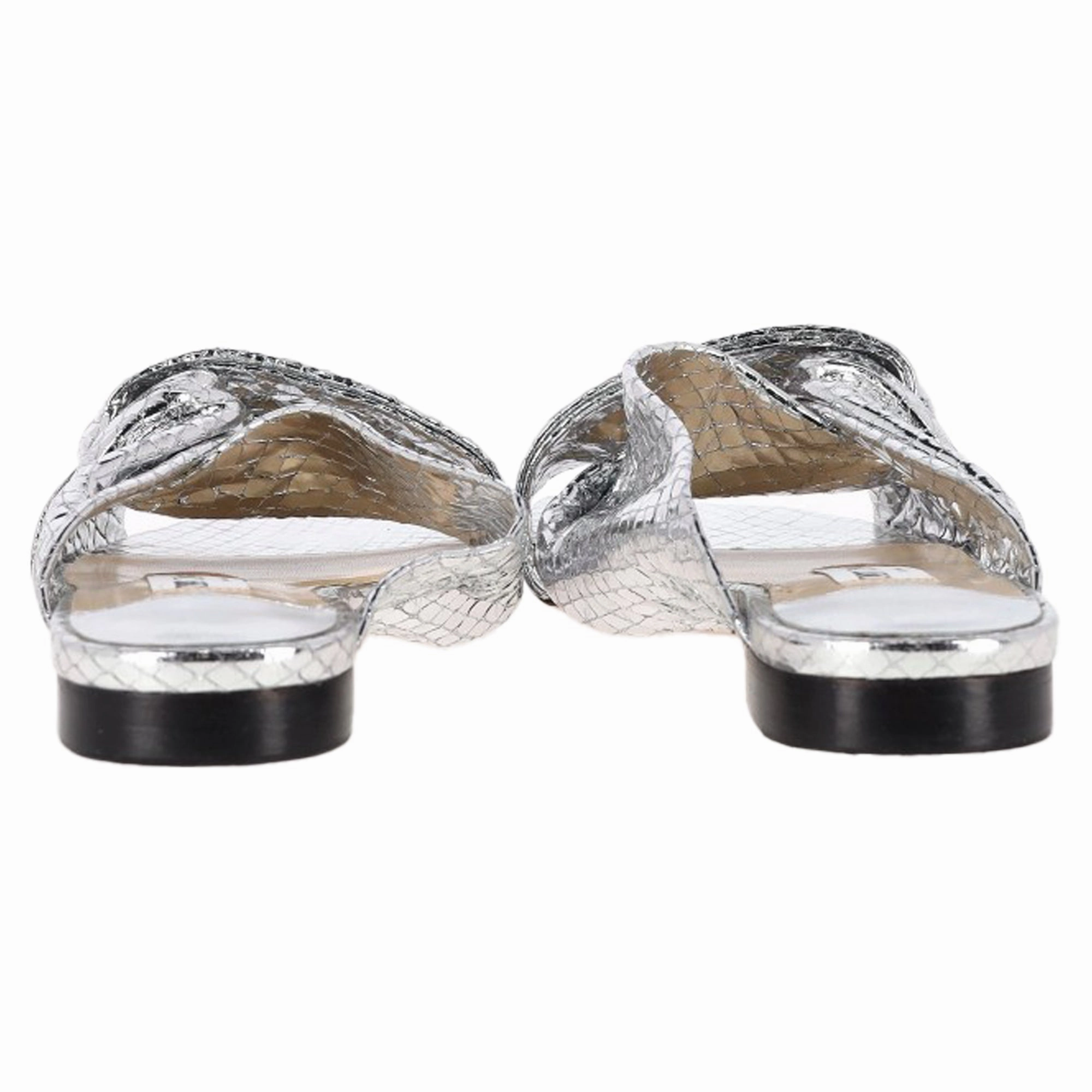 Jimmy Choo Narisa Candy Wrap Flats in Silver Leather
