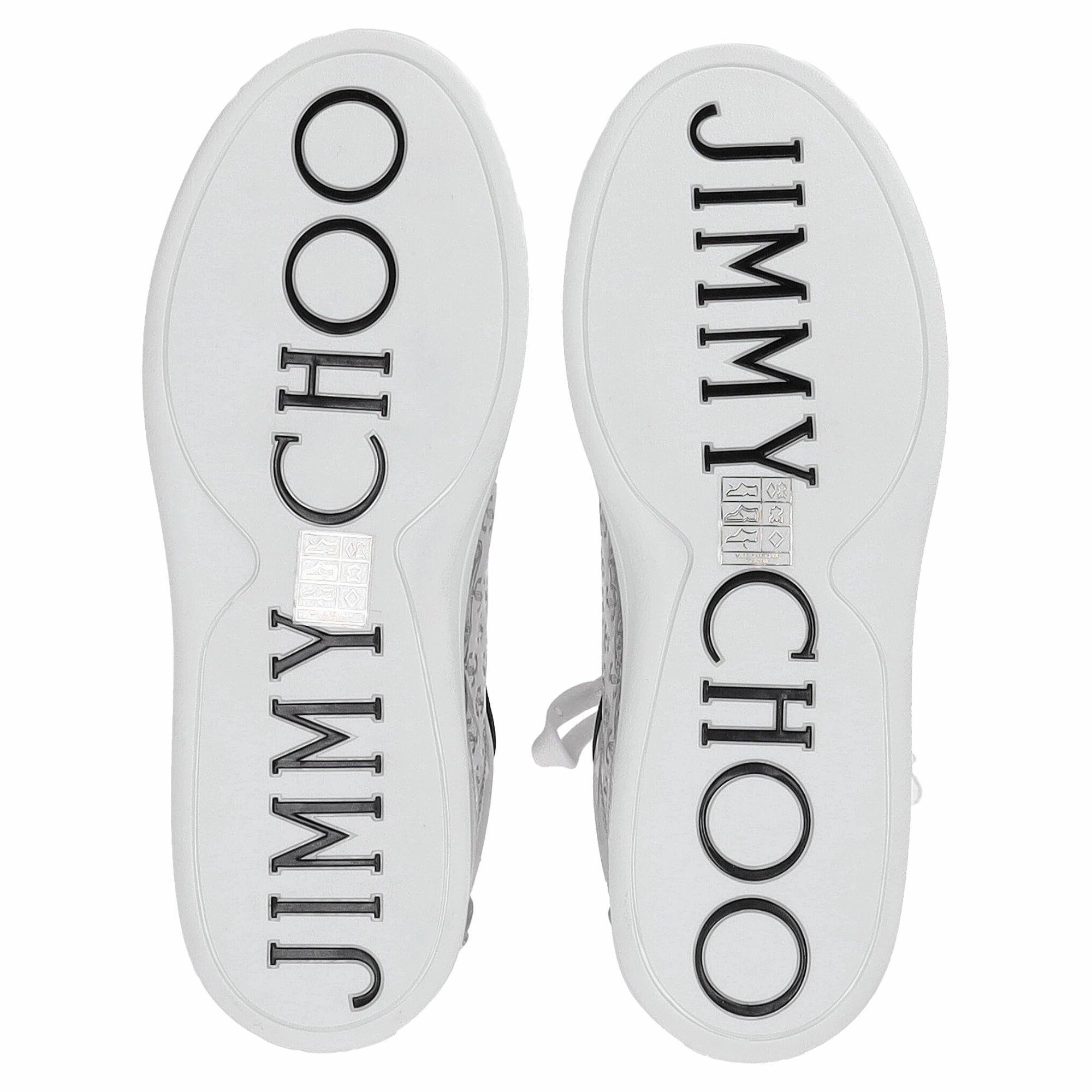 Jimmy Choo Rome/F Monogram Sneakers in Metallic Silver Leather