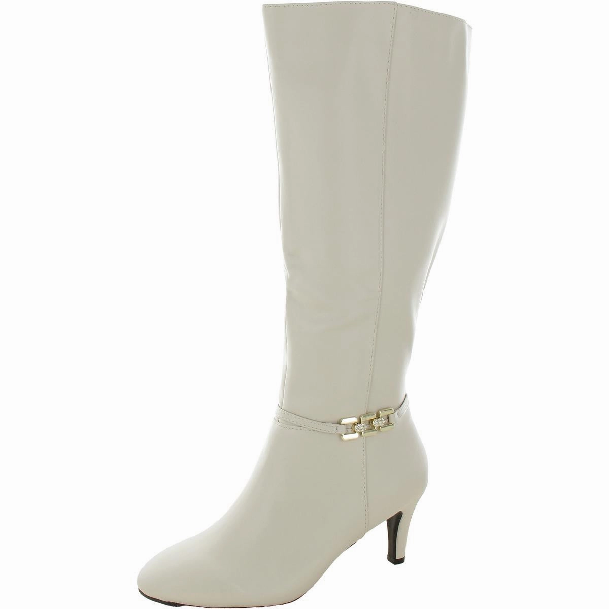 JNYHANLEEWC Womens Wide Calf Manmade Knee-High Boots