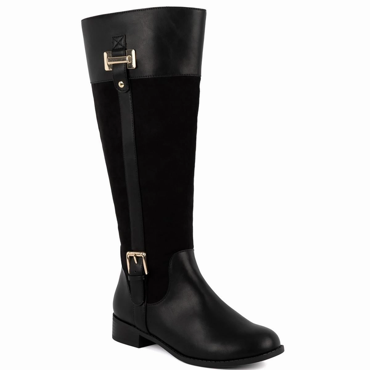 JNYLEODENN Womens Belted Manmade Knee-High Boots