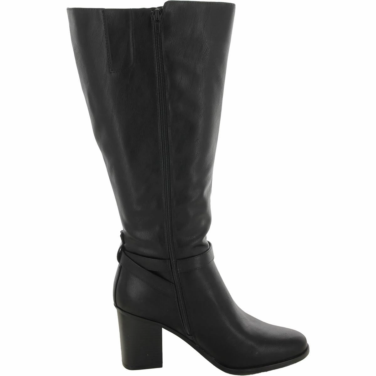 Joslynn Womens Faux Leather Wide Calf Knee-High Boots