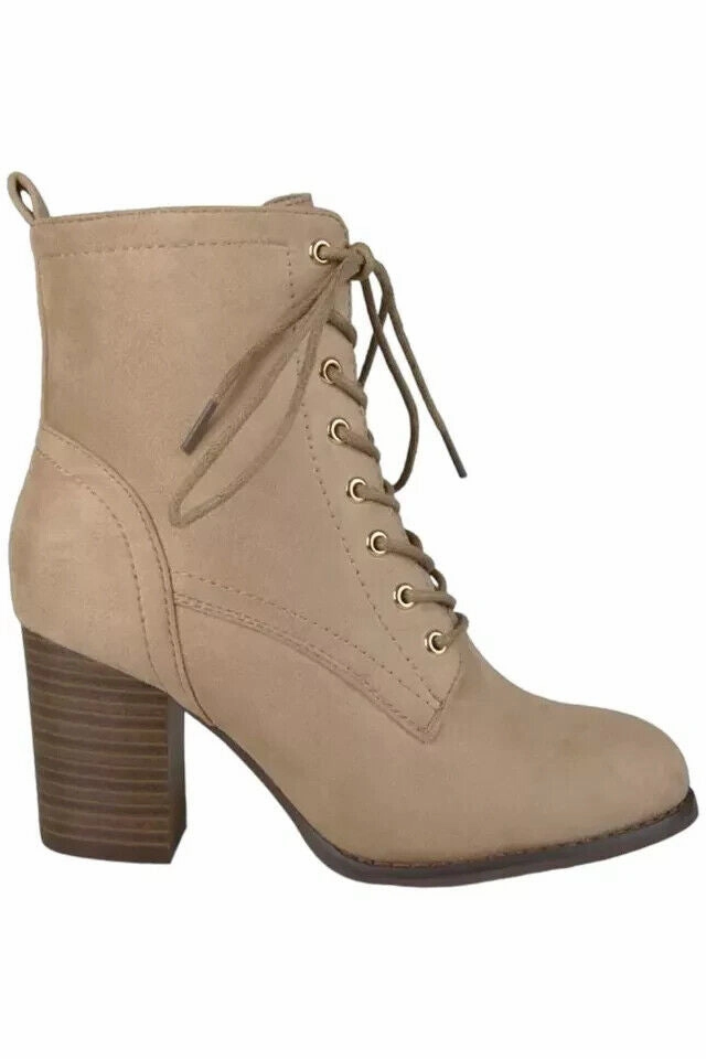 Journee Collection Baylor Boots Women's 7.5 Taupe Block Heel Ankle Bootie TF1233 (7.5,Brown)
