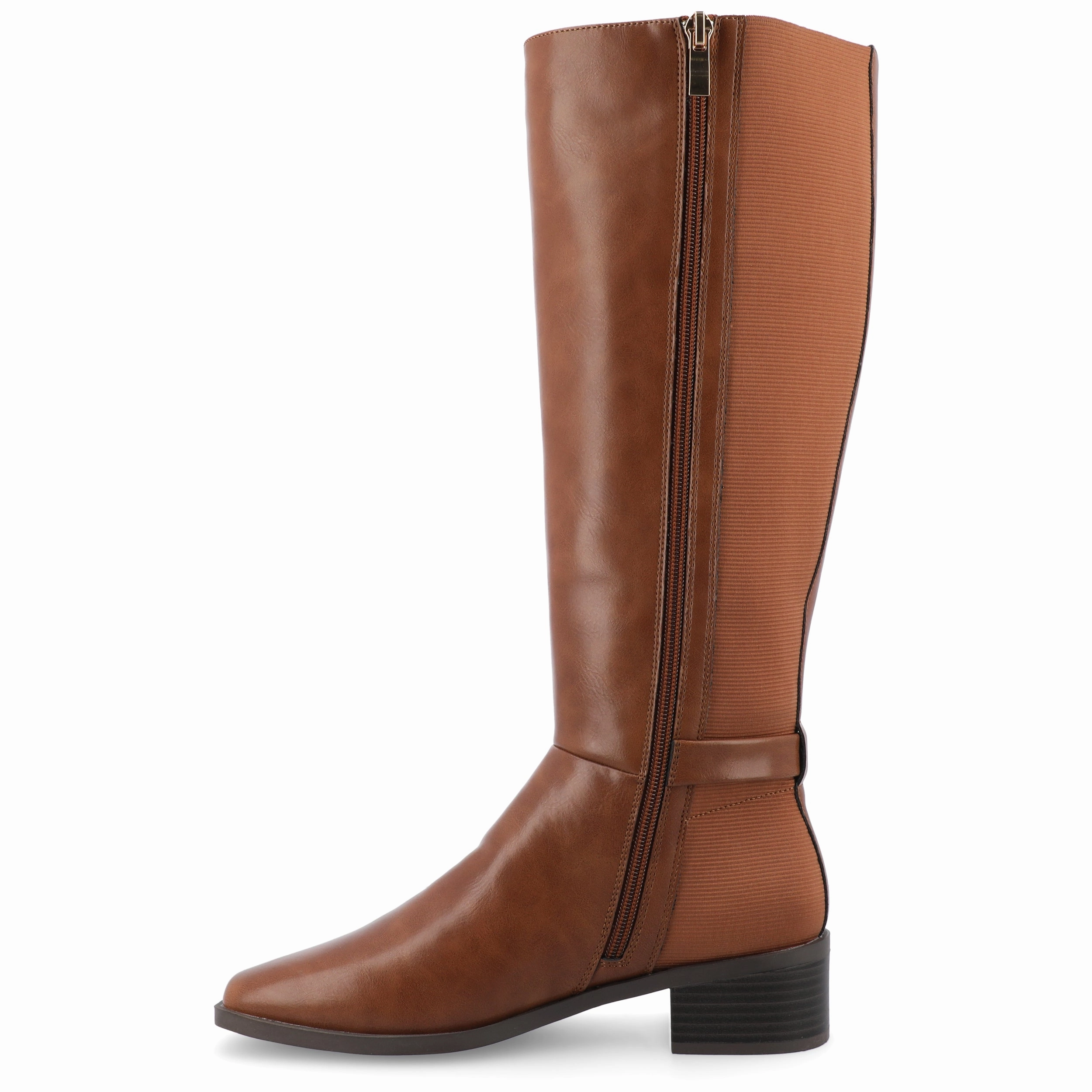 Journee Collection Wide Width Wide Calf Womens Londyn Tru Comfort Foam Stacked Block Heel Square Toe Boots