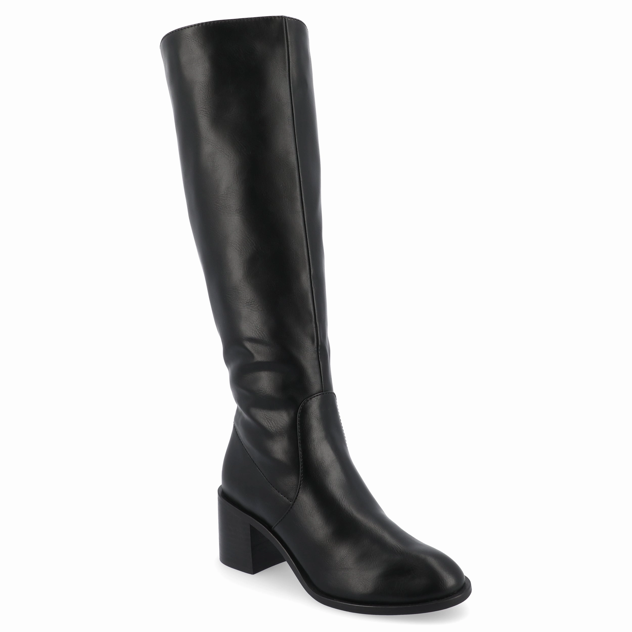 Journee Collection Wide Width Wide Calf Womens Romilly Tru Comfort Foam Stacked Block Heel Round Toe Boots