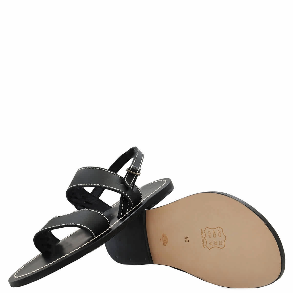 K Jacques Barigoule Leather Flat Sandals