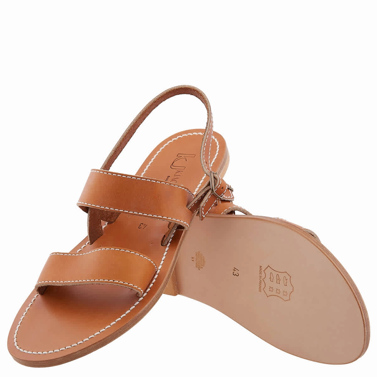 K Jacques Barigoule Leather Flat Sandals