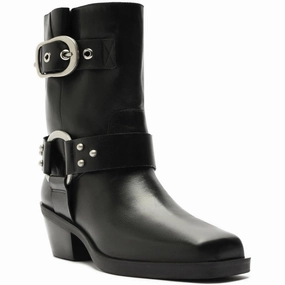 Kaia Womens Leather Buckle Motorcycle Boots Sale on Womens Trendy Boots