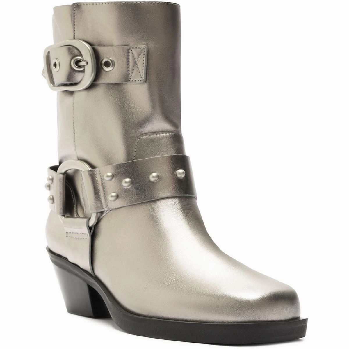 Kaia Womens Leather Buckle Motorcycle Boots