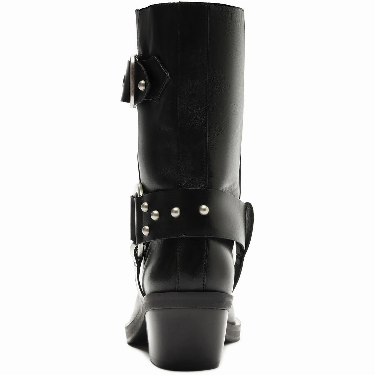 Kaia Womens Leather Buckle Motorcycle Boots