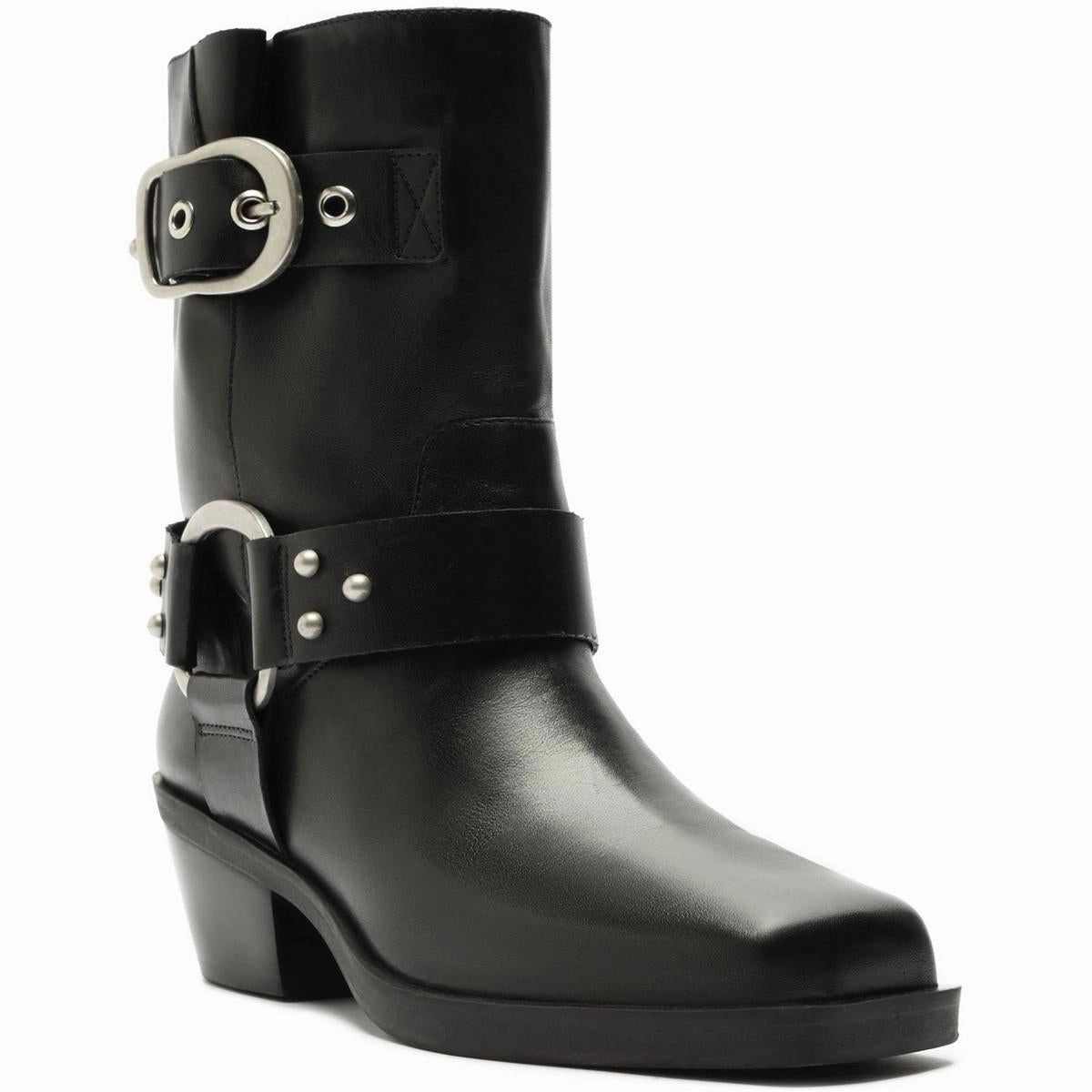 Kaia Womens Leather Buckle Motorcycle Boots Sale on Womens Trendy Boots