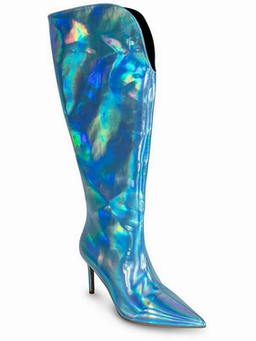KAY Womens Faux Leather Cushioned Footbed Knee-High Boots Womens Dress Boots for less