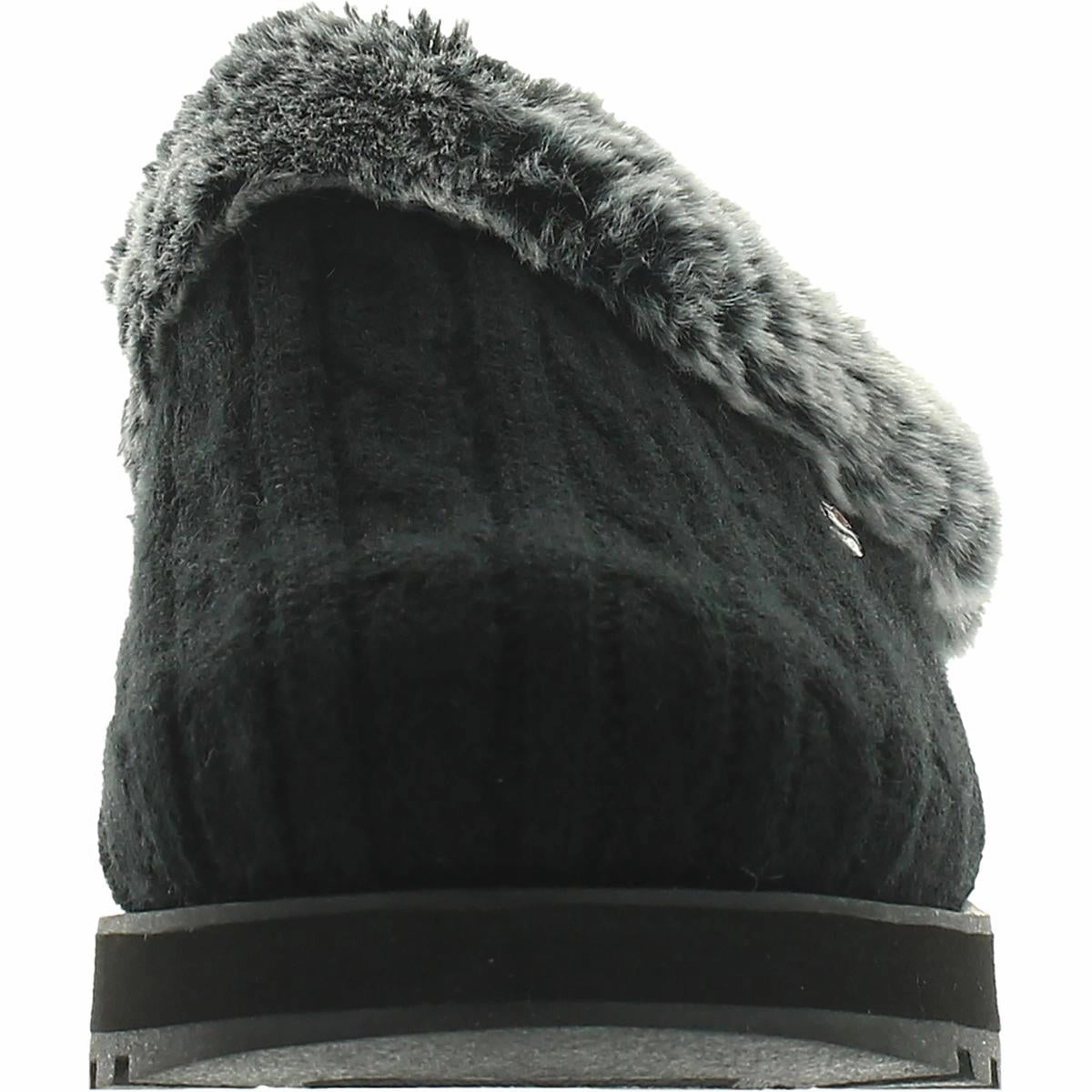 Keepsakes Ice Angel Womens Cable Knit Faux Fur Clog Slippers