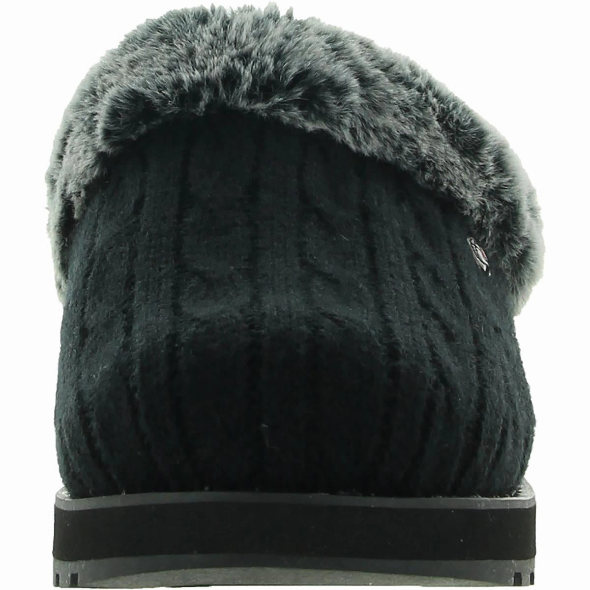 Keepsakes Ice Angel Womens Cable Knit Faux Fur Clog Slippers