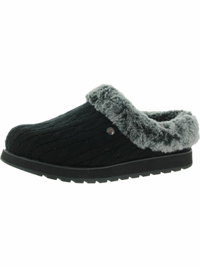 Keepsakes Ice Angel Womens Cable Knit Faux Fur Clog Slippers Cozy Womens Slippers discount