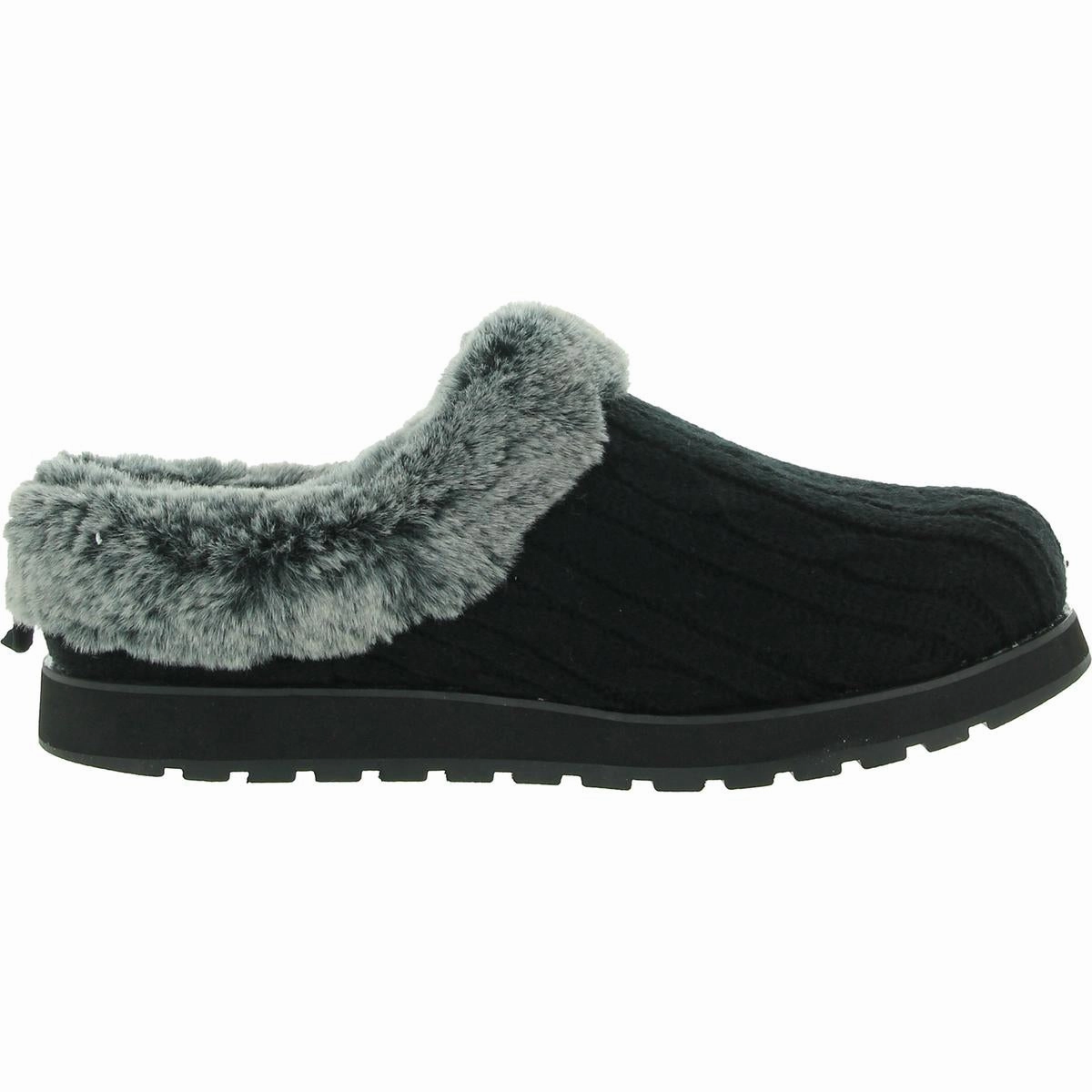 Keepsakes Ice Angel Womens Cable Knit Faux Fur Clog Slippers