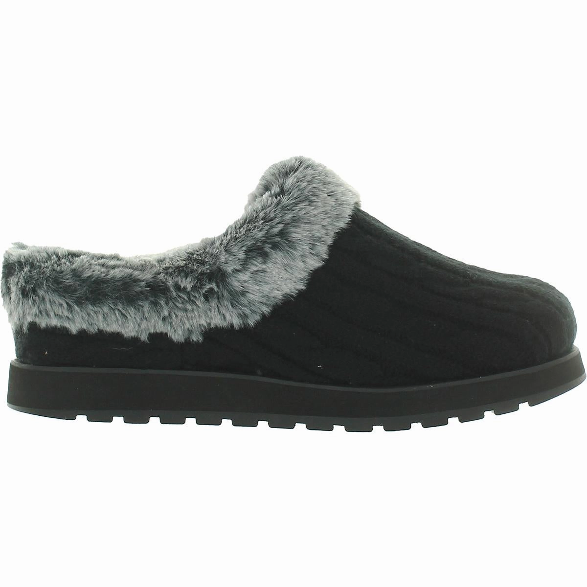 Keepsakes Ice Angel Womens Cable Knit Faux Fur Clog Slippers