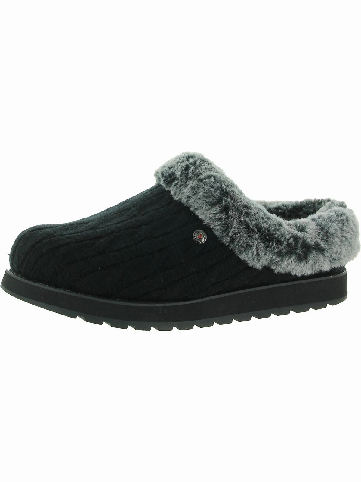 Keepsakes Ice Angel Womens Cable Knit Faux Fur Clog Slippers Cozy Womens Slippers discount