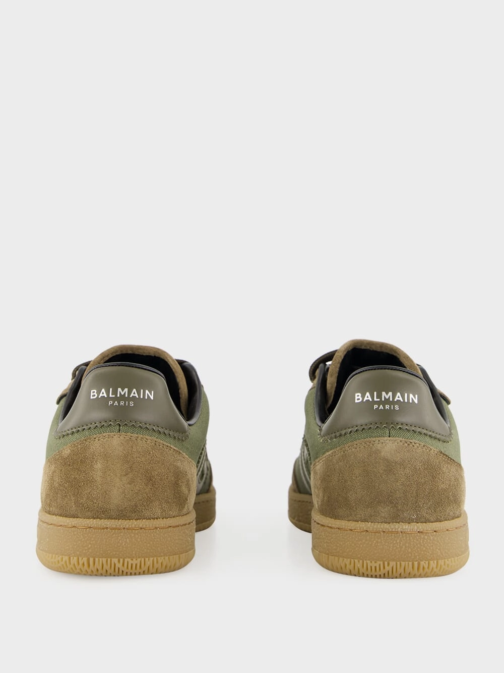 Khaki Swan Leather and Canvas Trainers