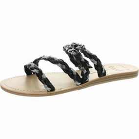 Khloe Womens Rhinestone Faux Leather Slide Sandals Promo Womens Sandals with style