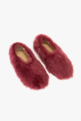 Kiwi Kiwi Shearling Ballet Flats in Burgundy Womens Slippers at low price