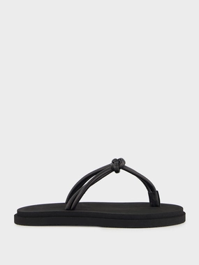 Knot Pool Slides in Black Nappa Womens Sandals mega clearance