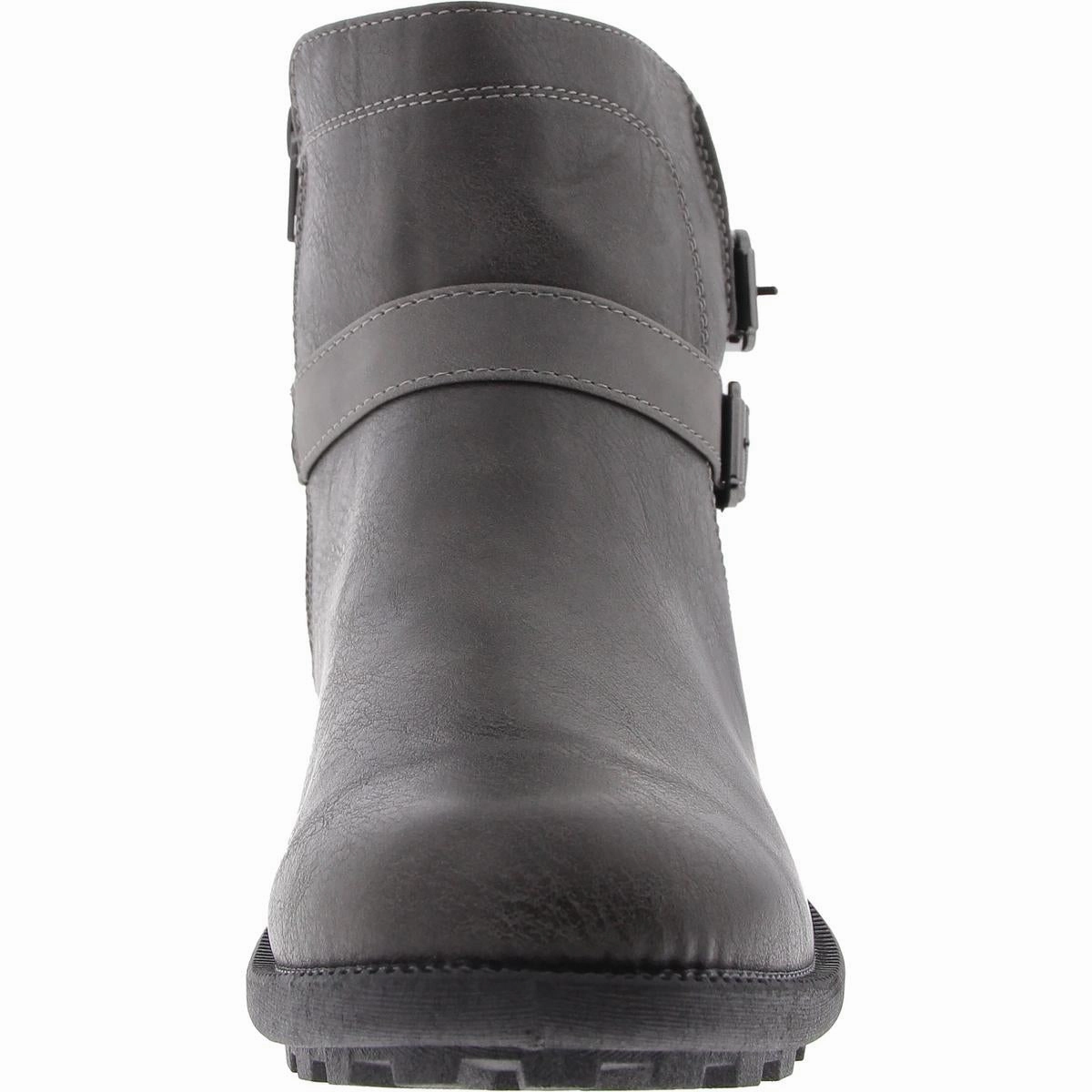 Kourt Womens Faux Fur Faux Leather Booties
