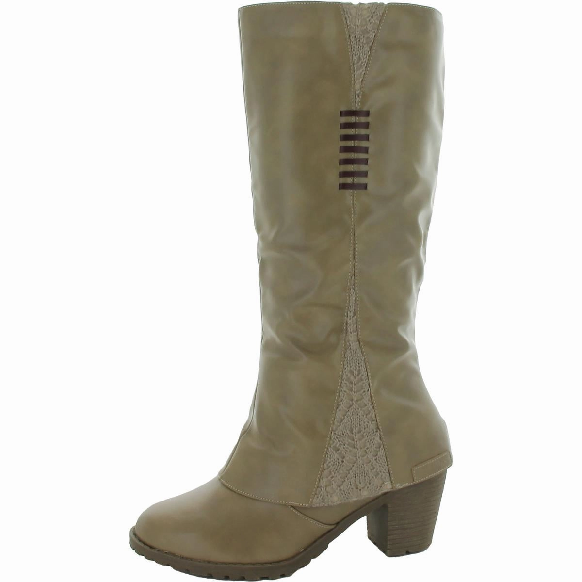 Lacy Lottie Womens Faux Leather Round Toe Knee-High Boots Cheap Womens Boots for winter