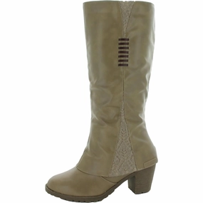 Lacy Lottie Womens Faux Leather Round Toe Knee-High Boots Cheap Womens Boots for winter