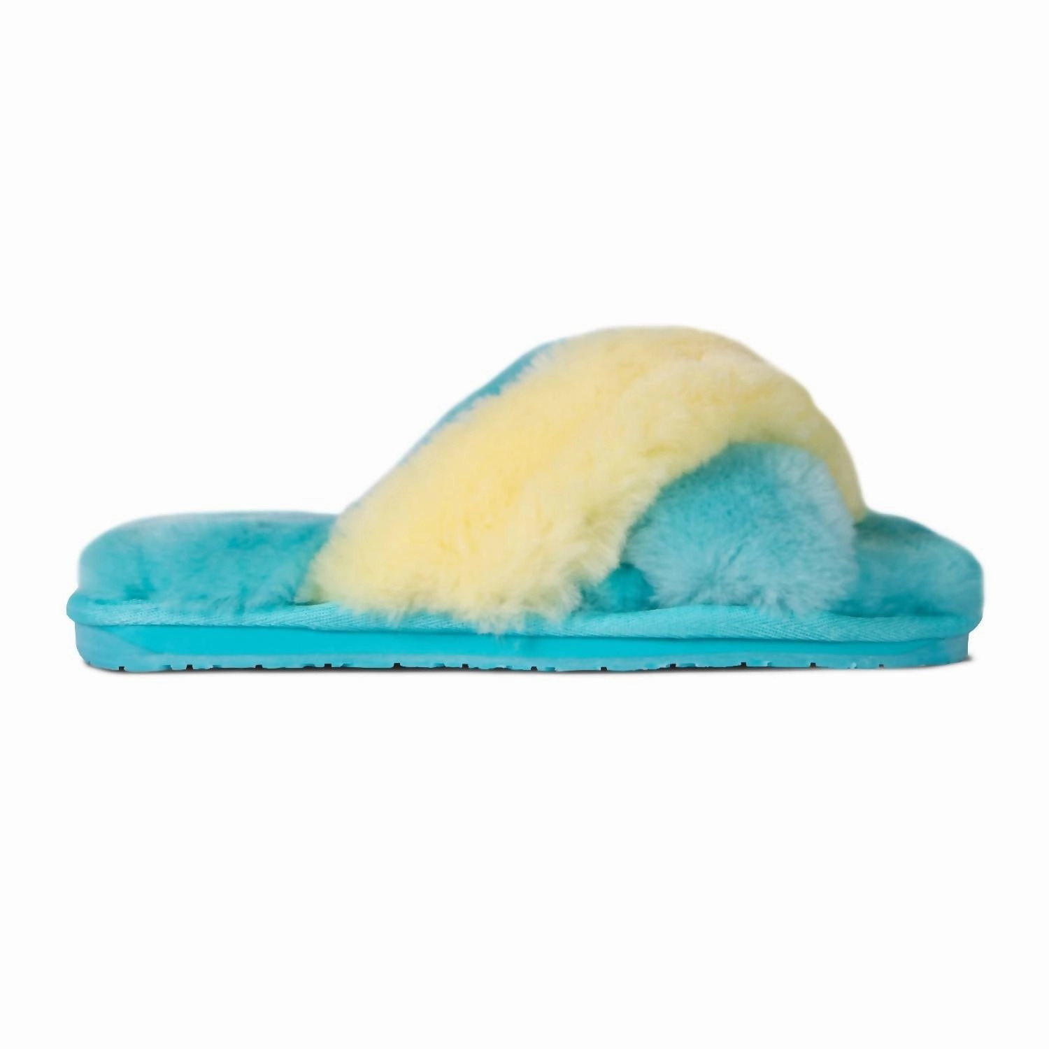 Ladies Duo-Tone Emma Sheepskin Slipper In Blue/yellow Cozy Womens Slippers discount