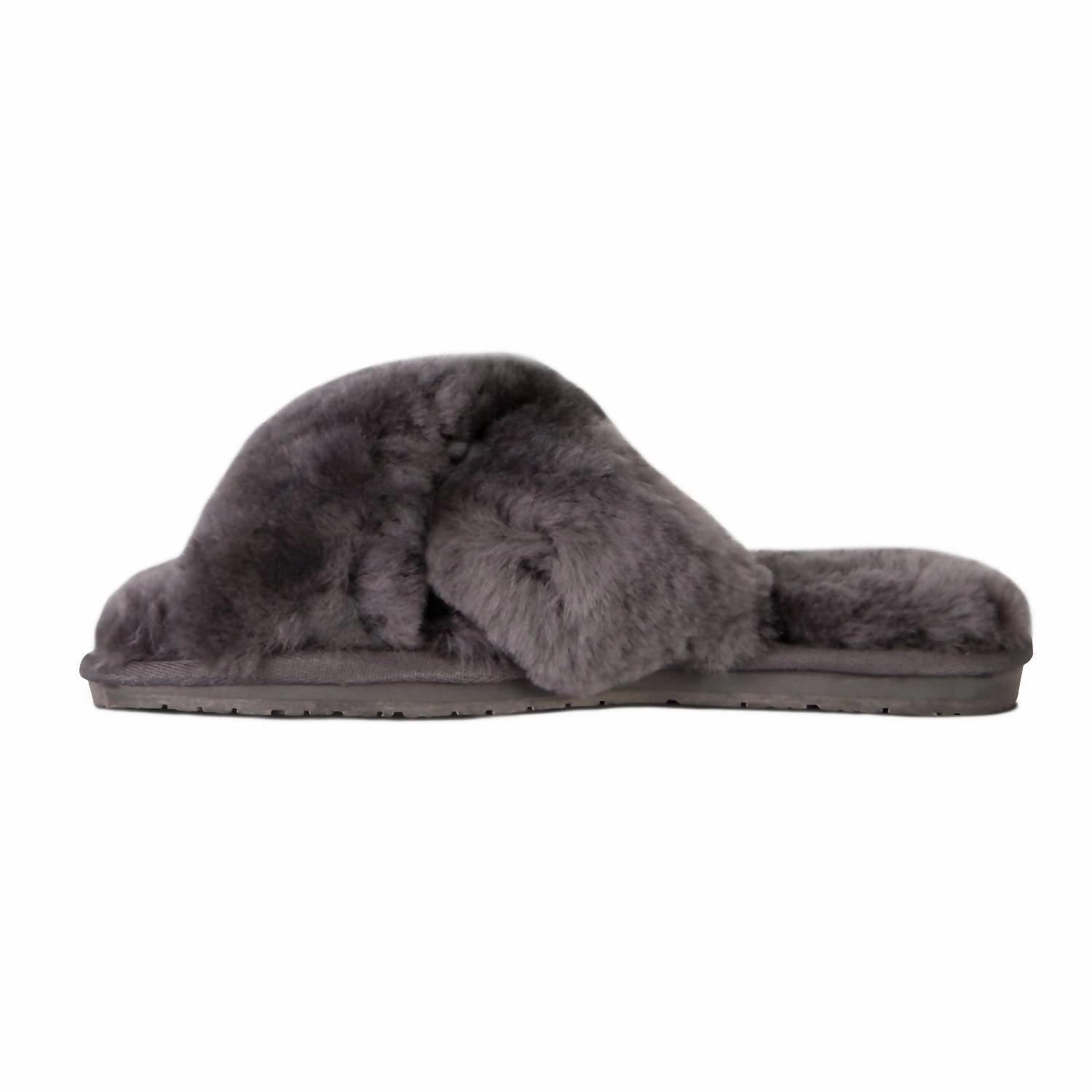 Ladies Duo-Tone Emma Sheepskin Slipper In Grey/brown