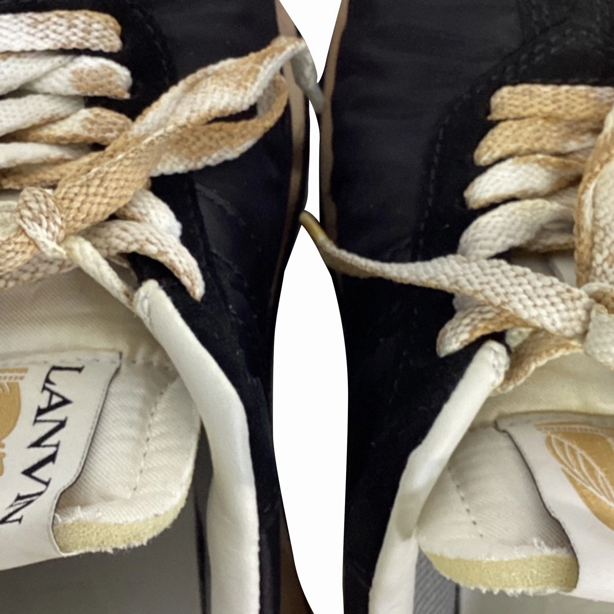 Lanvin Bumper Distressed Sneakers in Black Nylon
