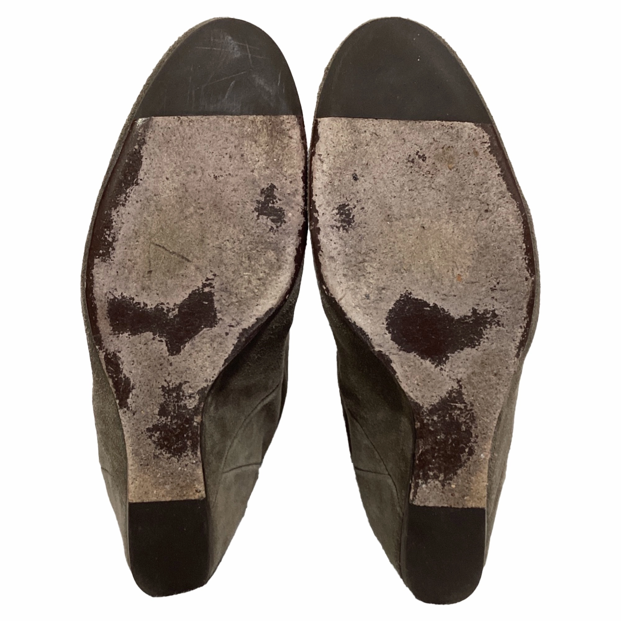 Lanvin Knee Wedge Boots in Brown Suede
